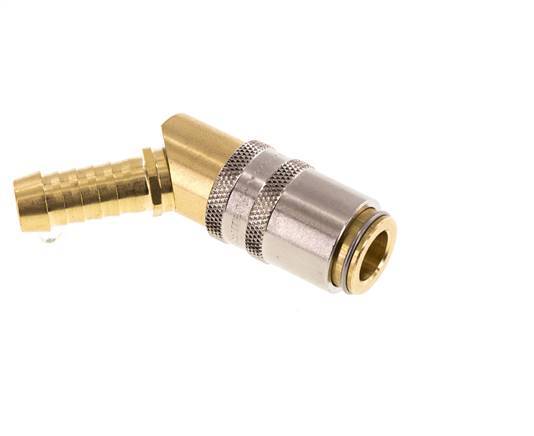 Brass DN 6 Mold Coupling Socket 9 mm Hose Pillar 45-deg