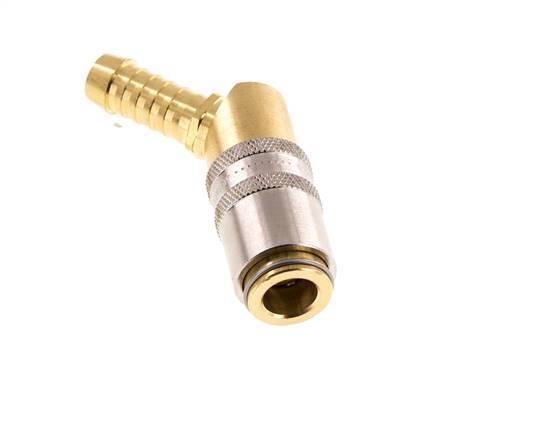 Brass DN 6 Mold Coupling Socket 9 mm Hose Pillar 45-deg