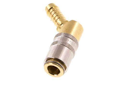 Laiton DN 6 (Euro) Manchon d'accouplement d'air 9 mm Pilier de tuyau 45-deg