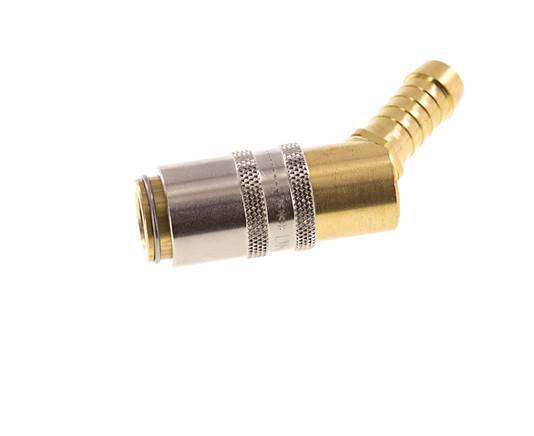Brass DN 6 Mold Coupling Socket 9 mm Hose Pillar 45-deg