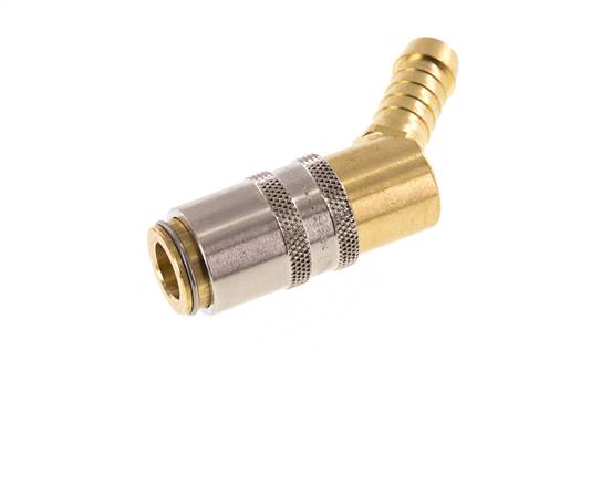 Laiton DN 6 (Euro) Manchon d'accouplement d'air 9 mm Pilier de tuyau 45-deg