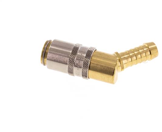Laiton DN 6 (Euro) Manchon d'accouplement d'air 9 mm Pilier de tuyau 45-deg