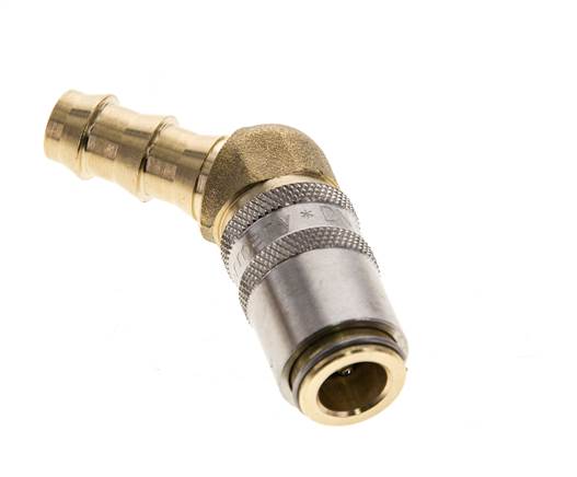 Laiton DN 6 (Euro) Manchon d'accouplement d'air 9.5 mm Pilier de tuyau 45-deg