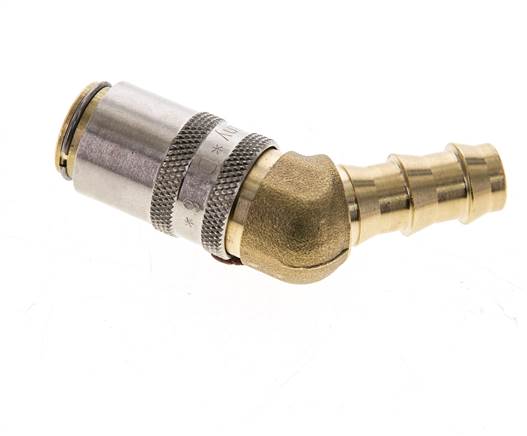 Laiton DN 6 (Euro) Manchon d'accouplement d'air 9.5 mm Pilier de tuyau 45-deg