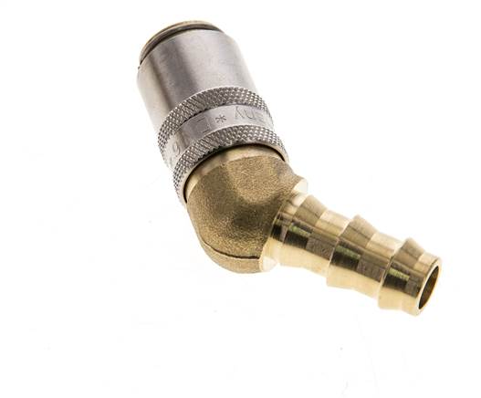 Laiton DN 6 (Euro) Manchon d'accouplement d'air 9.5 mm Pilier de tuyau 45-deg