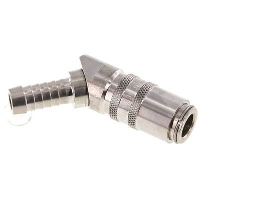 Stainless Steel DN 6 Mold Coupling Socket 9 mm Hose Pillar Double Shut-Off 45-deg