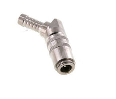 Stainless Steel DN 6 Mold Coupling Socket 9 mm Hose Pillar Double Shut-Off 45-deg