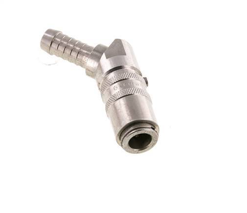 Stainless Steel DN 6 Mold Coupling Socket 9 mm Hose Pillar 45-deg