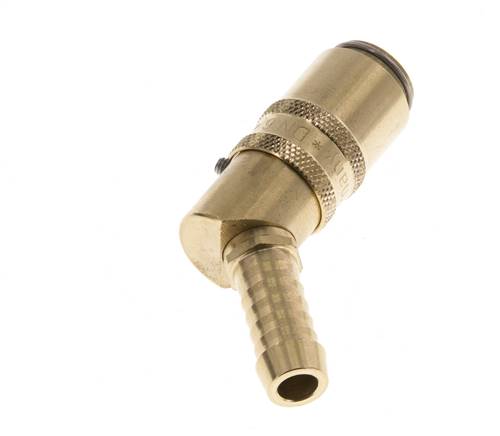 Laiton DN 6 Raccordement du moule Douille 9 mm Pilier du tuyau Protection contre le déverrouillage Double obturation 45-deg