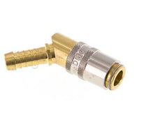 Brass DN 6 Mold Coupling Socket 9 mm Hose Pillar Unlocking Protection 45-deg