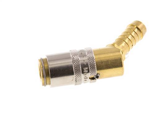 Brass DN 6 Mold Coupling Socket 9 mm Hose Pillar Unlocking Protection 45-deg