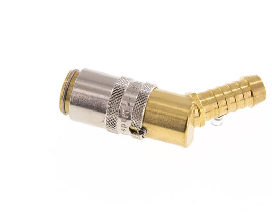 Laiton DN 6 Embout d'accouplement de moule 9 mm Pilier de tuyau Protection contre le déverrouillage 45-deg