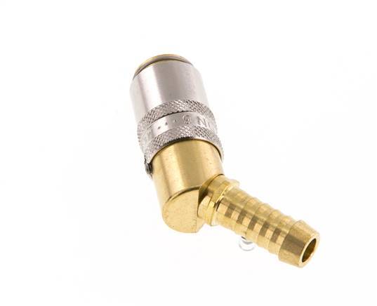 Brass DN 6 Mold Coupling Socket 9 mm Hose Pillar Unlocking Protection 45-deg
