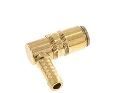 Brass DN 6 Mold Coupling Socket 9 mm Hose Pillar Double Shut-Off 90-deg