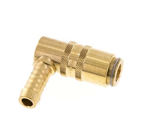 Brass DN 6 Mold Coupling Socket 9 mm Hose Pillar Double Shut-Off 90-deg