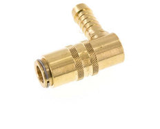 Brass DN 6 Mold Coupling Socket 9 mm Hose Pillar Double Shut-Off 90-deg