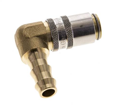 Laiton DN 6 (Euro) Manchon d'accouplement d'air 9.5 mm Pilier de tuyau 90-deg