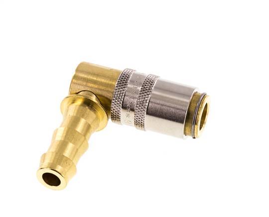 Brass DN 6 Mold Coupling Socket 9.5 mm Hose Pillar 90-deg