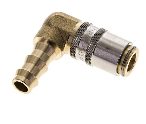 Laiton DN 6 (Euro) Manchon d'accouplement d'air 9.5 mm Pilier de tuyau 90-deg