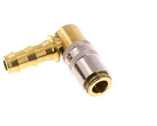 Brass DN 6 Mold Coupling Socket 9.5 mm Hose Pillar 90-deg