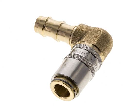 Laiton DN 6 (Euro) Manchon d'accouplement d'air 9.5 mm Pilier de tuyau 90-deg