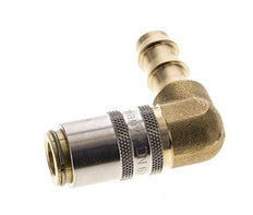 Laiton DN 6 (Euro) Manchon d'accouplement d'air 9.5 mm Pilier de tuyau 90-deg