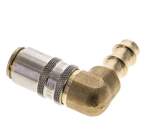 Laiton DN 6 (Euro) Manchon d'accouplement d'air 9.5 mm Pilier de tuyau 90-deg