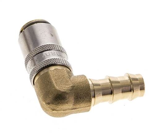 Laiton DN 6 (Euro) Manchon d'accouplement d'air 9.5 mm Pilier de tuyau 90-deg