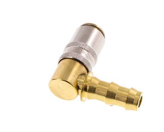 Brass DN 6 Mold Coupling Socket 9.5 mm Hose Pillar 90-deg
