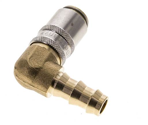 Laiton DN 6 (Euro) Manchon d'accouplement d'air 9.5 mm Pilier de tuyau 90-deg
