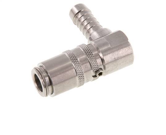 Stainless Steel DN 6 Mold Coupling Socket 9 mm Hose Pillar Double Shut-Off 90-deg