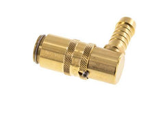 Brass DN 6 Mold Coupling Socket 9 mm Hose Pillar Unlocking Protection Double Shut-Off 90-deg