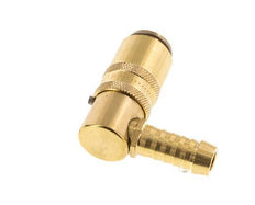 Brass DN 6 Mold Coupling Socket 9 mm Hose Pillar Unlocking Protection Double Shut-Off 90-deg