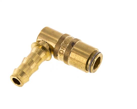 Laiton DN 6 Embout de raccord de moule 9,5 mm Pilier de tuyau Protection contre le déverrouillage Double obturation 90-deg
