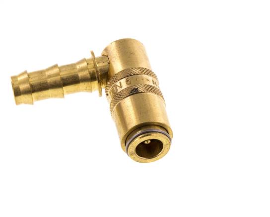 Laiton DN 6 Embout de raccord de moule 9,5 mm Pilier de tuyau Protection contre le déverrouillage Double obturation 90-deg
