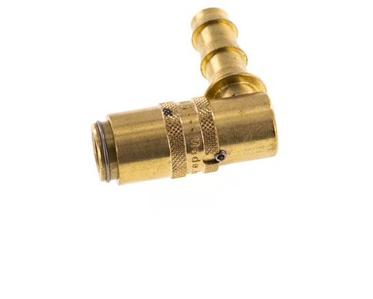 Laiton DN 6 Embout de raccord de moule 9,5 mm Pilier de tuyau Protection contre le déverrouillage Double obturation 90-deg