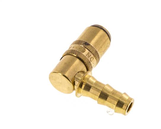 Laiton DN 6 Embout de raccord de moule 9,5 mm Pilier de tuyau Protection contre le déverrouillage Double obturation 90-deg