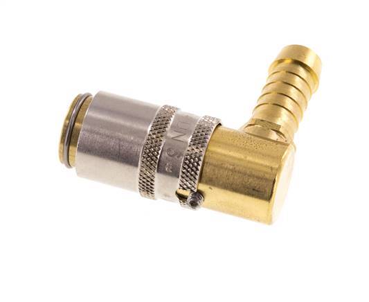 Brass DN 6 Mold Coupling Socket 9 mm Hose Pillar Unlocking Protection 90-deg