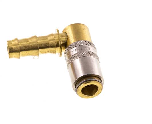 Laiton DN 6 Manchon d'accouplement 9,5 mm Pilier de tuyau Protection contre le déverrouillage 90-deg