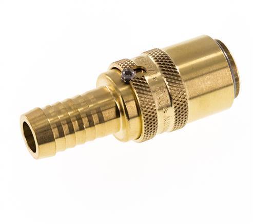 Brass DN 9 Mold Coupling Socket 13 mm Hose Pillar Unlocking Protection Double Shut-Off