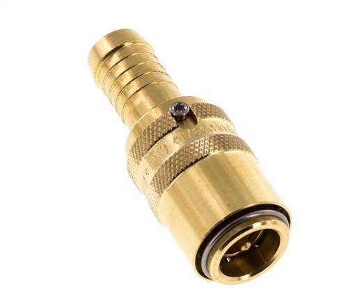 Brass DN 9 Mold Coupling Socket 13 mm Hose Pillar Unlocking Protection Double Shut-Off