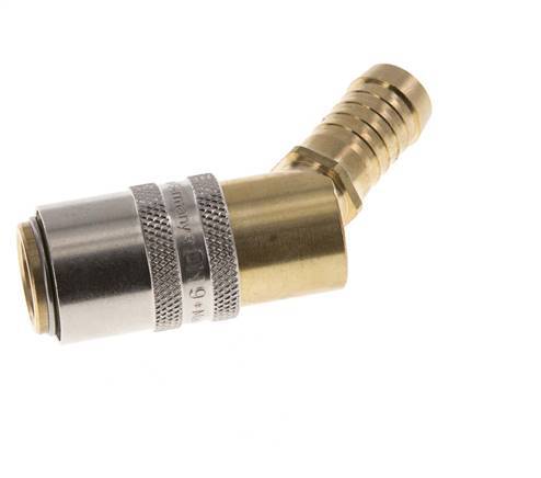 Brass DN 9 Mold Coupling Socket 13 mm Hose Pillar 45-deg