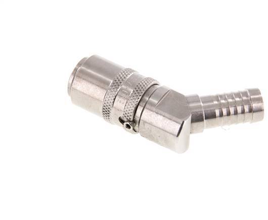 Stainless Steel DN 9 Mold Coupling Socket 13 mm Hose Pillar Double Shut-Off 45-deg