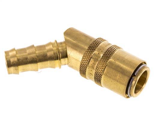 Brass DN 9 Mold Coupling Socket 12.7 mm Hose Pillar Unlocking Protection Double Shut-Off 45-deg