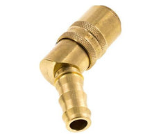 Brass DN 9 Mold Coupling Socket 12.7 mm Hose Pillar Unlocking Protection Double Shut-Off 45-deg