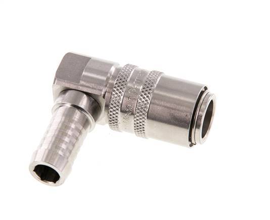 Stainless Steel DN 9 Mold Coupling Socket 13 mm Hose Pillar 90-deg