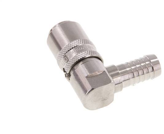 Stainless Steel DN 9 Mold Coupling Socket 13 mm Hose Pillar 90-deg