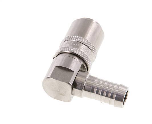 Stainless Steel DN 9 Mold Coupling Socket 13 mm Hose Pillar 90-deg