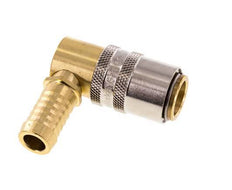 Brass DN 9 Mold Coupling Socket 13 mm Hose Pillar Unlocking Protection 90-deg