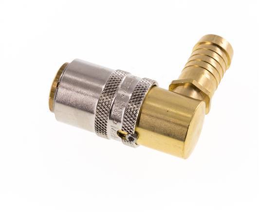 Brass DN 9 Mold Coupling Socket 13 mm Hose Pillar Unlocking Protection 90-deg